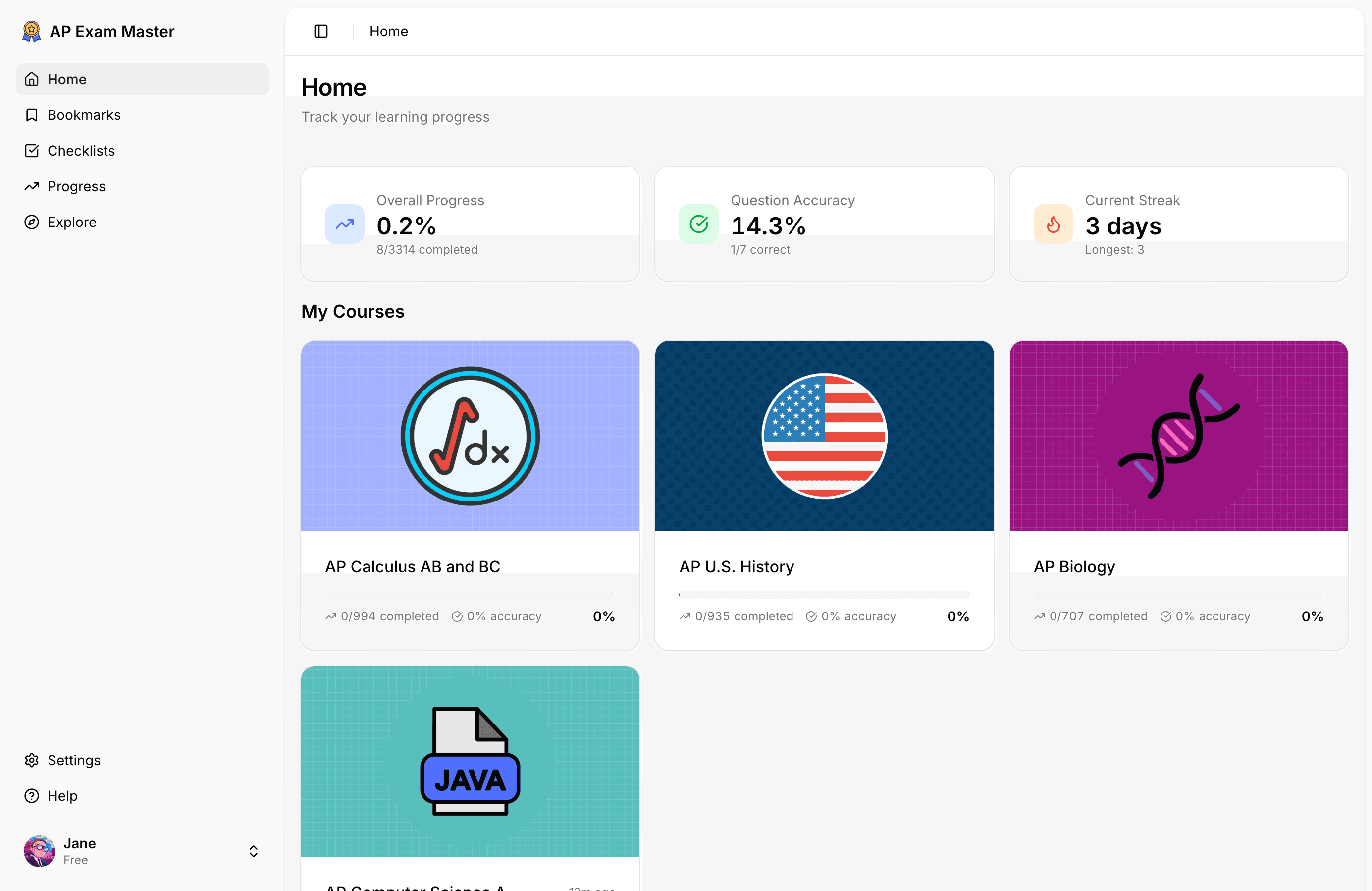 Home dashboard